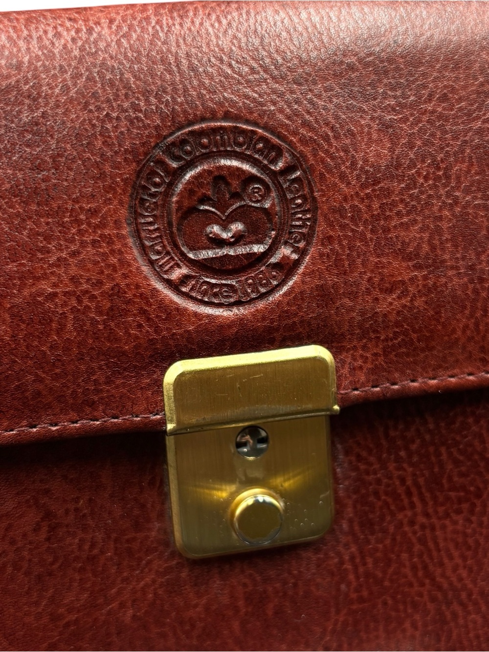 Vintage Marruecos Colombian Leather Long Clutch Wallet Organizer Cognac Burgandy - Picture 3 of 10